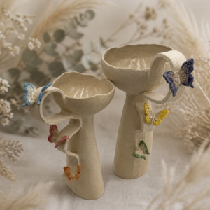 Ribbon Flow with Butterflies Vases
